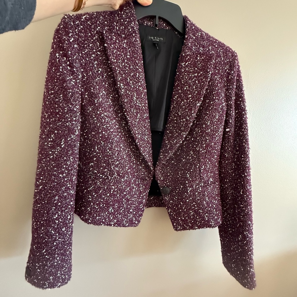 Rag&Bone Valerie cropped wool-blend bouclé-tweed Blazer